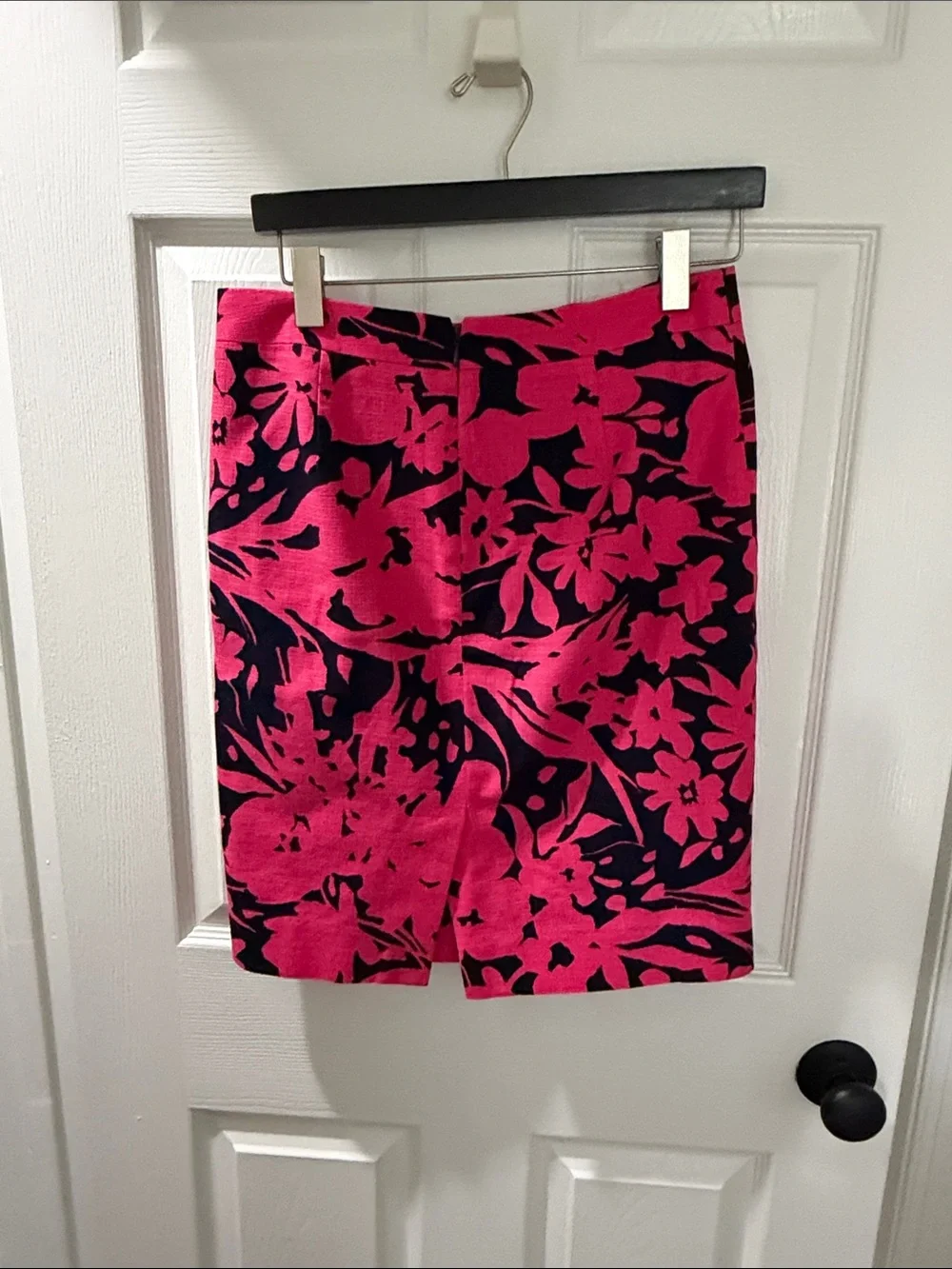J. Crew Hot Pink and Navy Floral Pencil Skirt